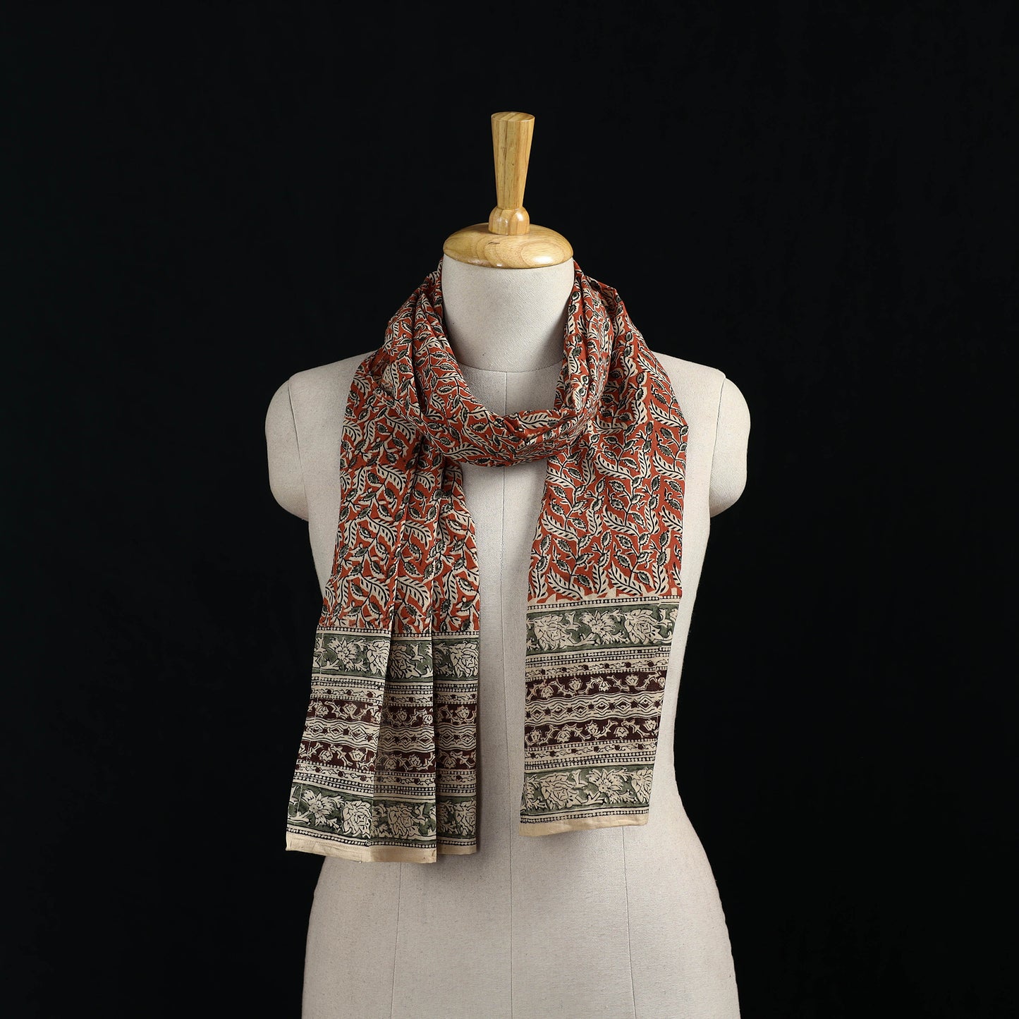Pedana Block Print Natural Dyed Cotton Kalamkari Stole 10