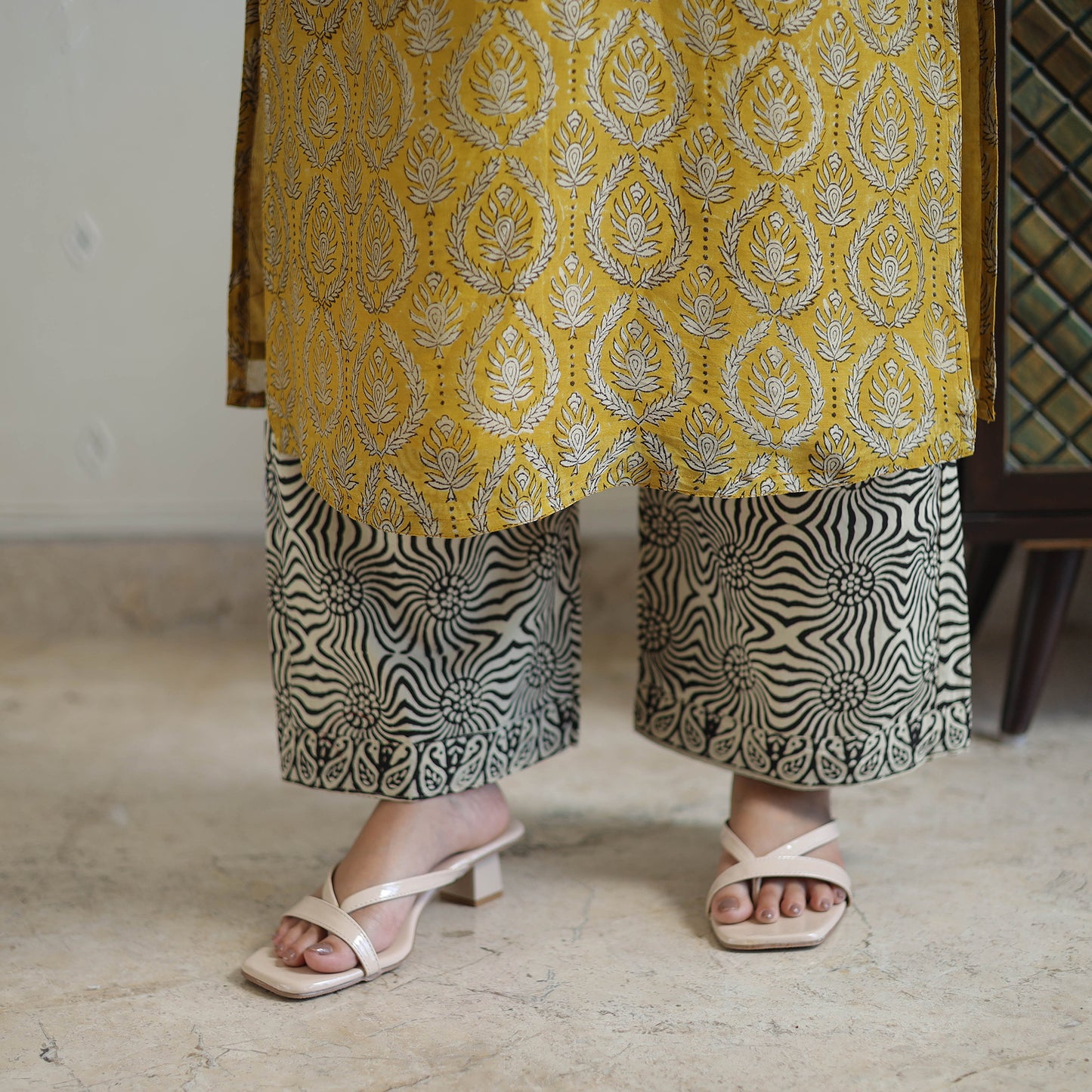 Buy Hand Block Bagru Print Chanderi Silk Kurta Set