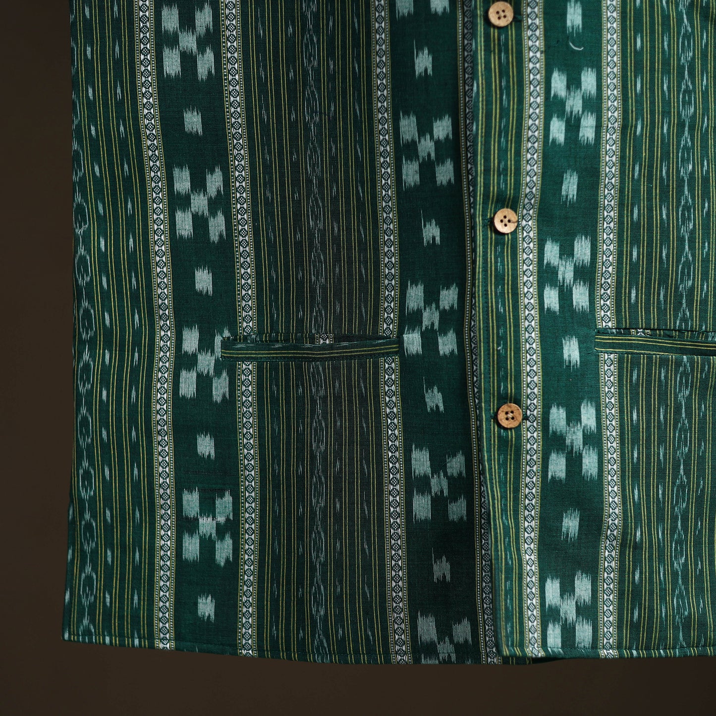 Sambalpuri Ikat Weave Cotton Men Nehru Jacket 04