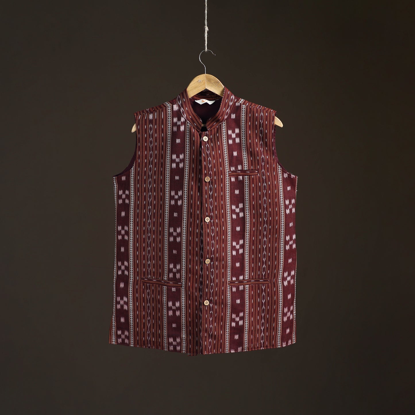 Sambalpuri Ikat Weave Cotton Men Nehru Jacket 05