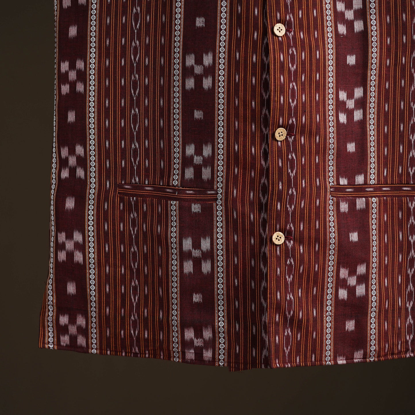 Sambalpuri Ikat Weave Cotton Men Nehru Jacket 05
