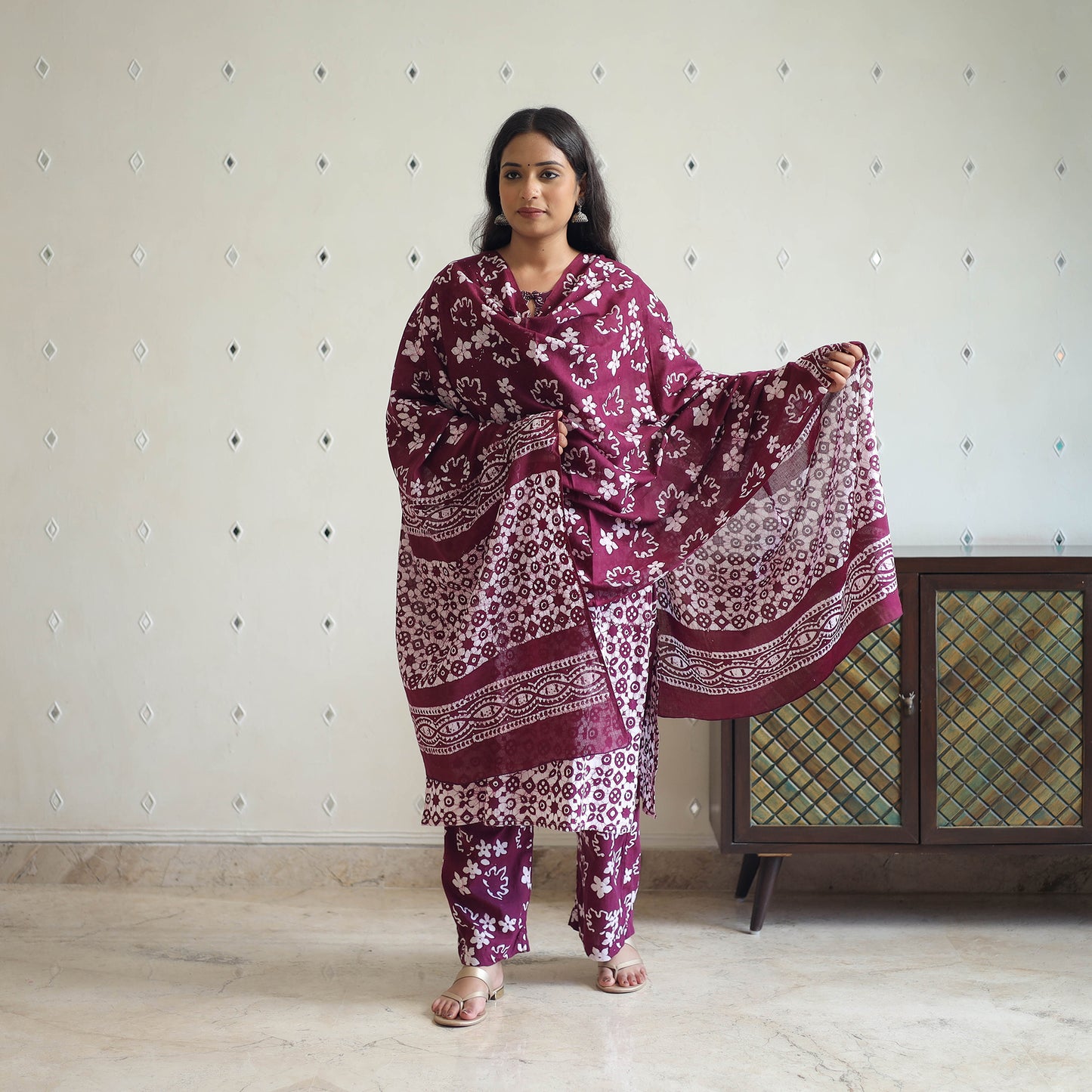 Buy Purple Batik Print Kurti Set – Cotton Suit Online