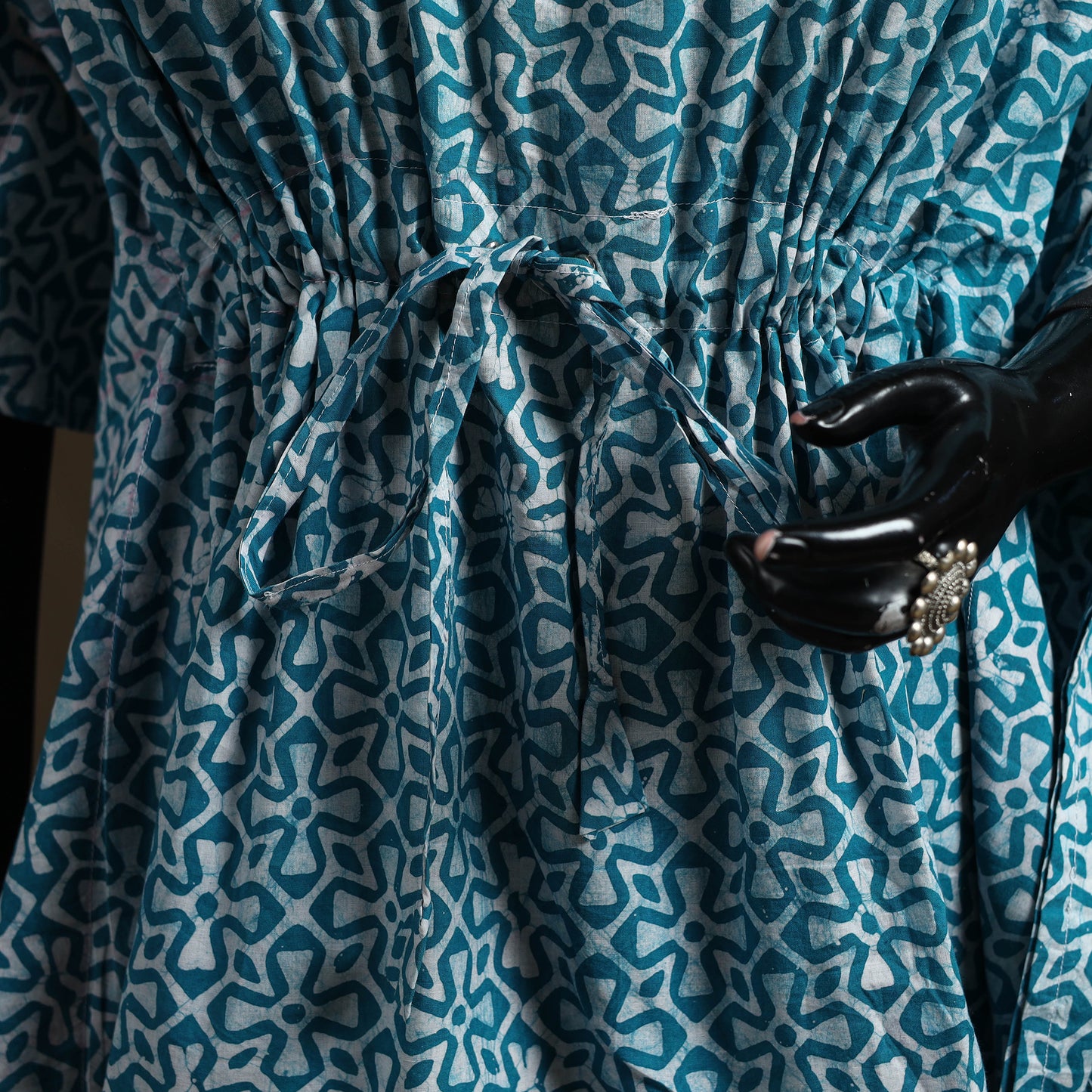 Hand Block Batik Print Cotton Kaftan (Short) 32