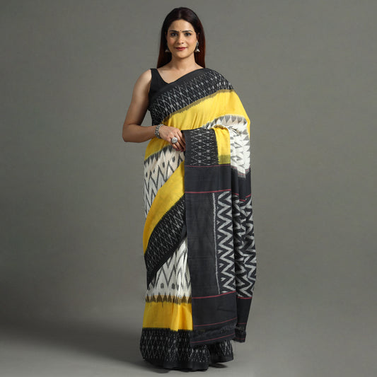Multicolor - Pochampally Ikat Weave Handloom Cotton Saree 02