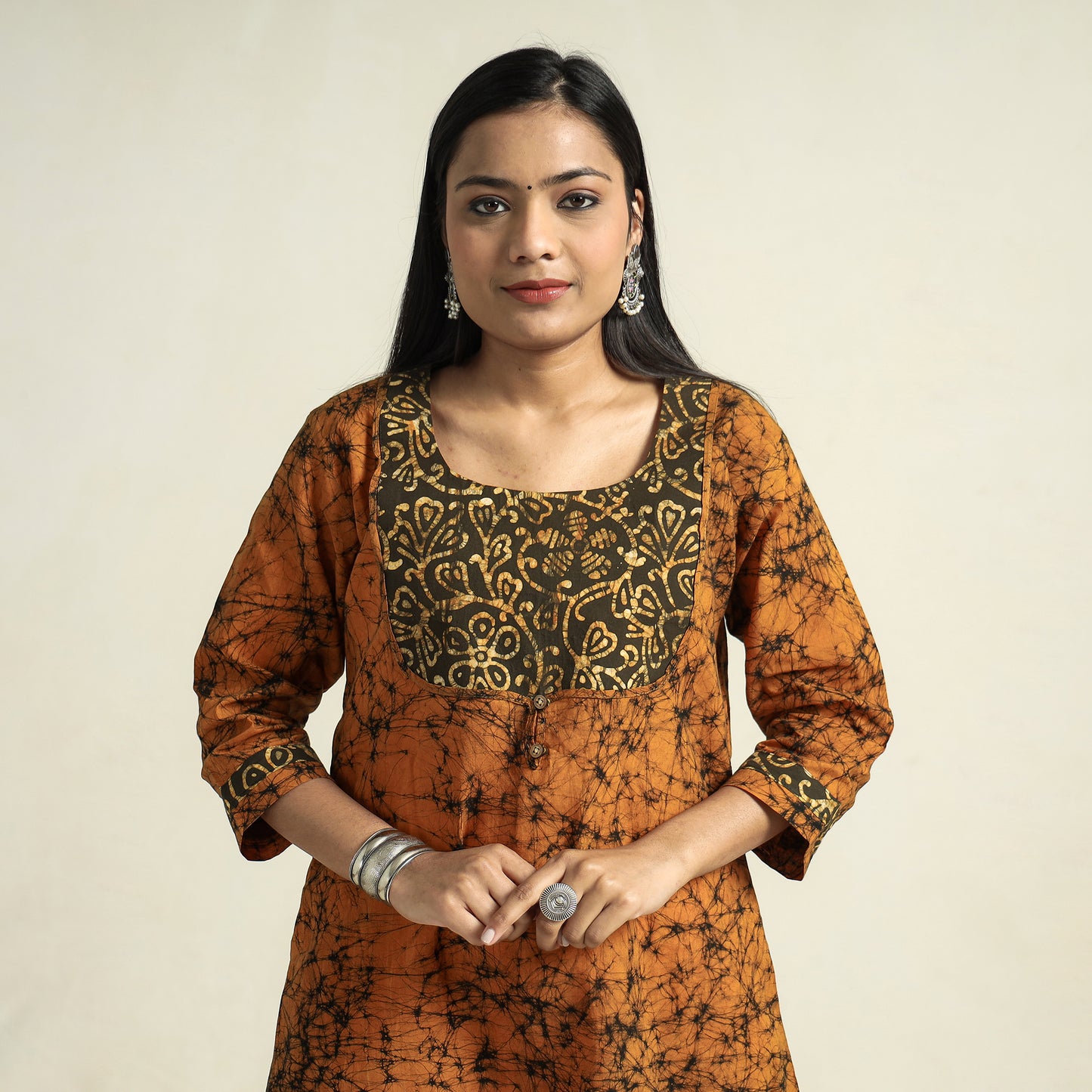 Buy Kutch Batik Printed Cotton Straight Kurta for Women