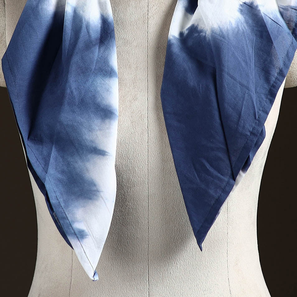 Shibori Tie-Dye Cotton Brooch Scarf 40