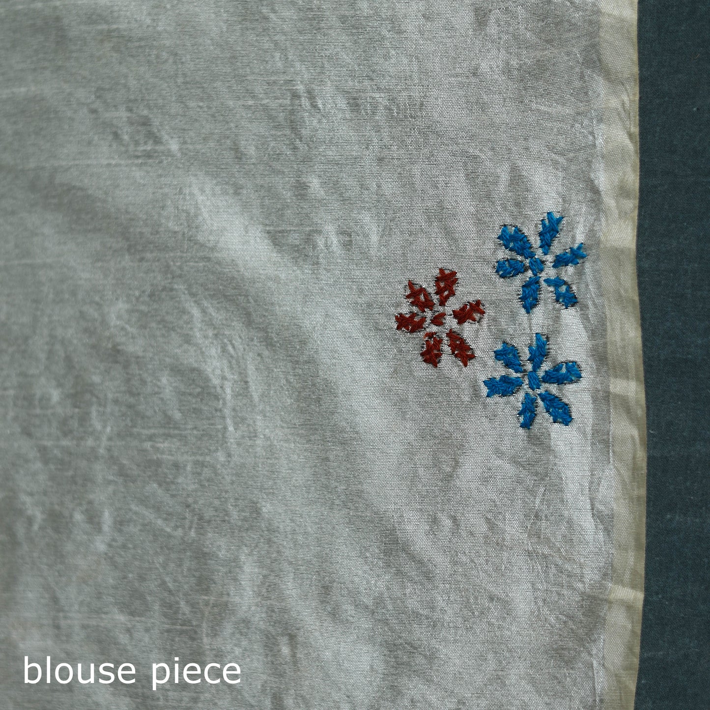 White - Bengal Hand Embroidery Silk Nakshi Kantha Saree 09