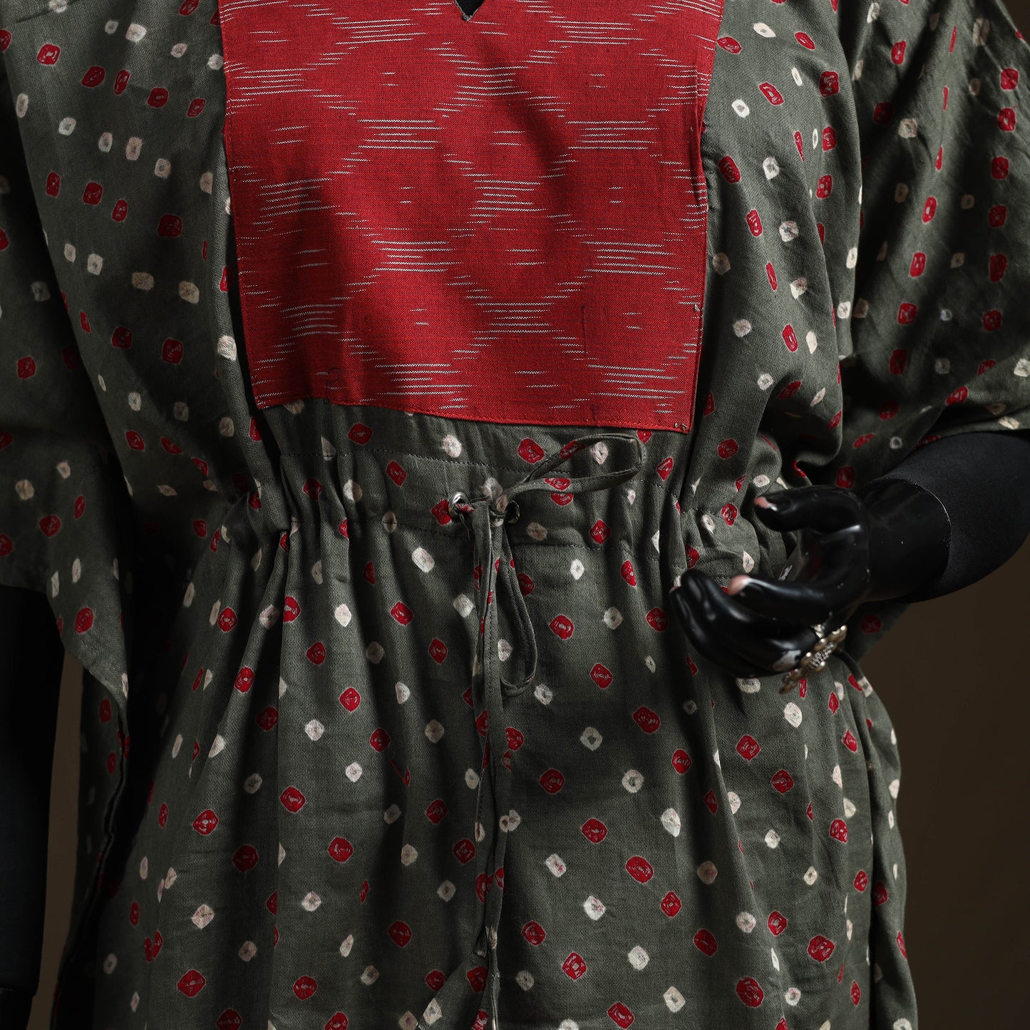 Bandhani Tie-Dye Patchwork Cotton Kaftan (Short) 19