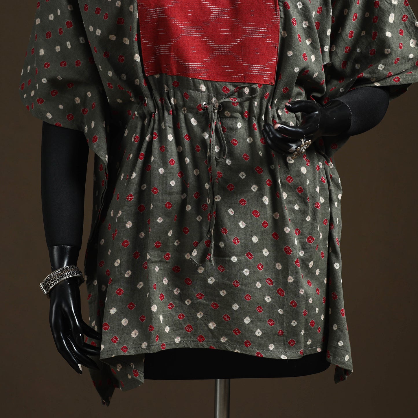 Bandhani Tie-Dye Patchwork Cotton Kaftan (Short) 19