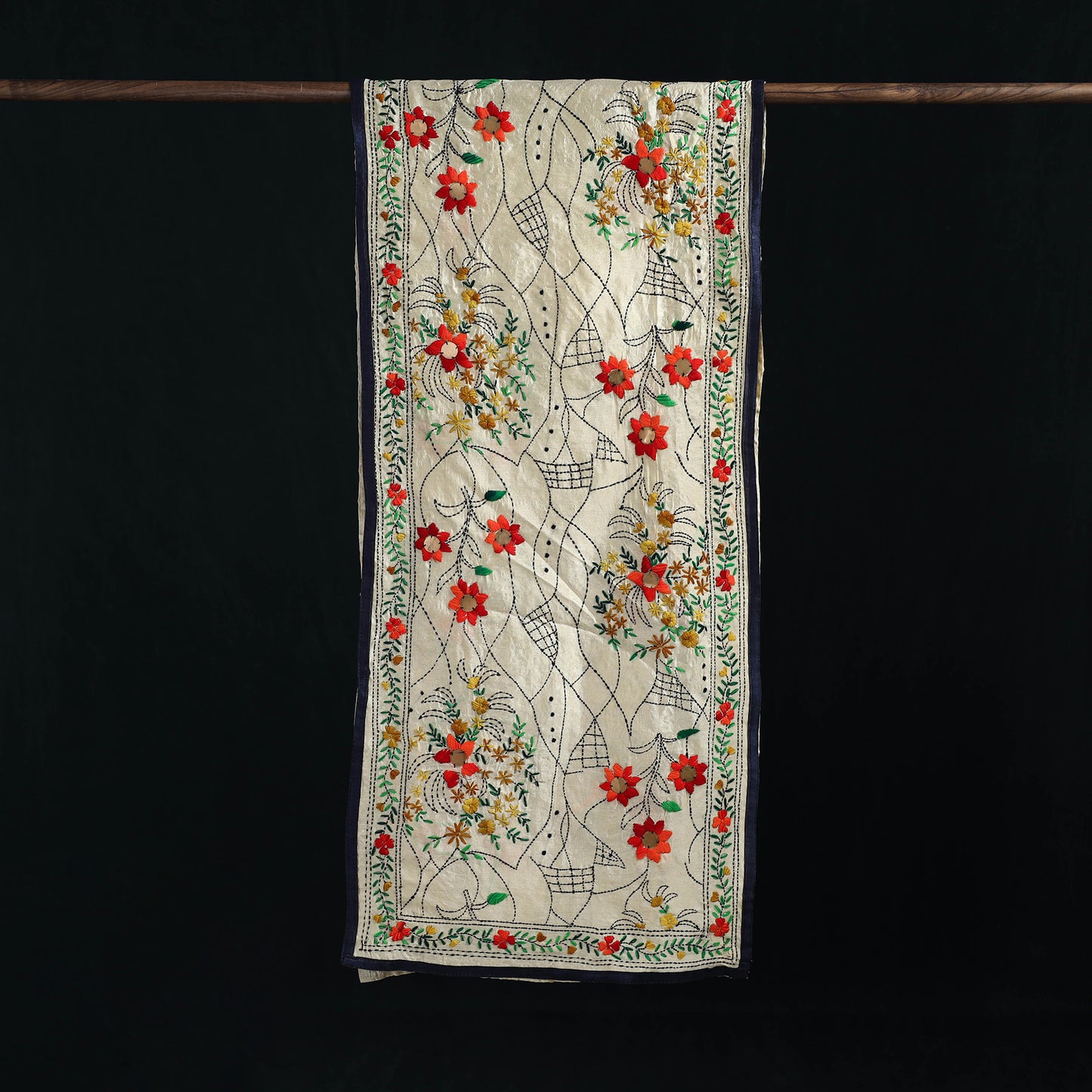 Ranihati Chanderi Silk Hand Embroidered Stole 124