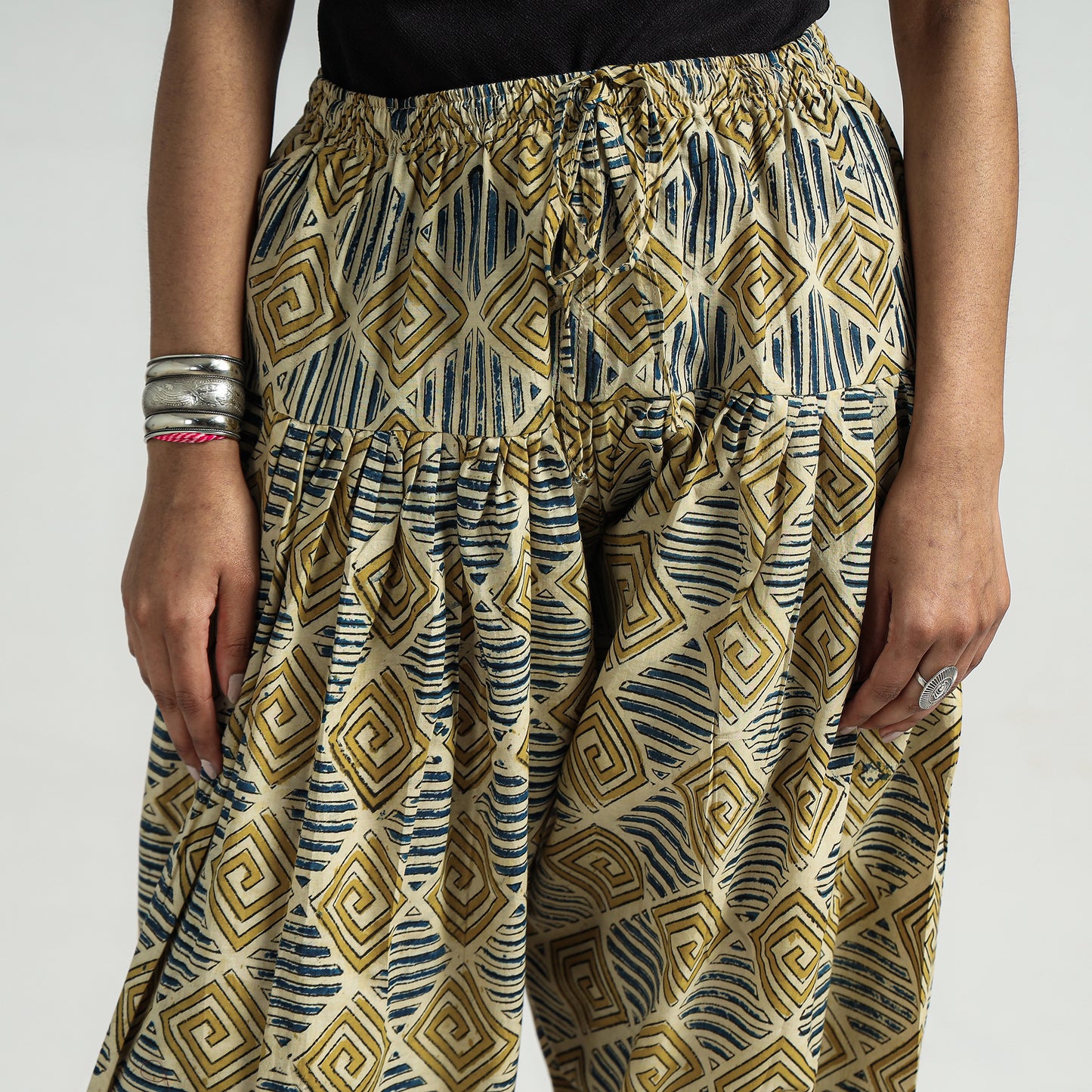 Buy Kalamkari Block Printed Cotton Elasticated Salwar Online at iTokri.com