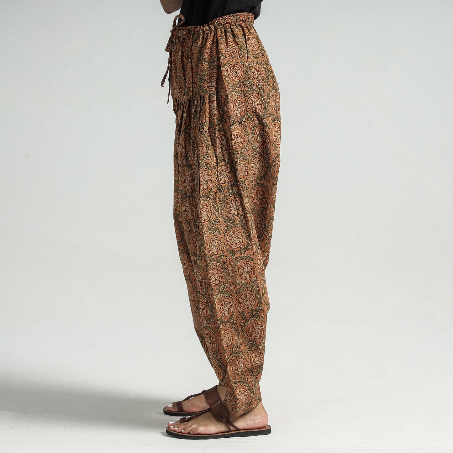 Buy Kalamkari Block Printed Cotton Elasticated Salwar Online at iTokri.com