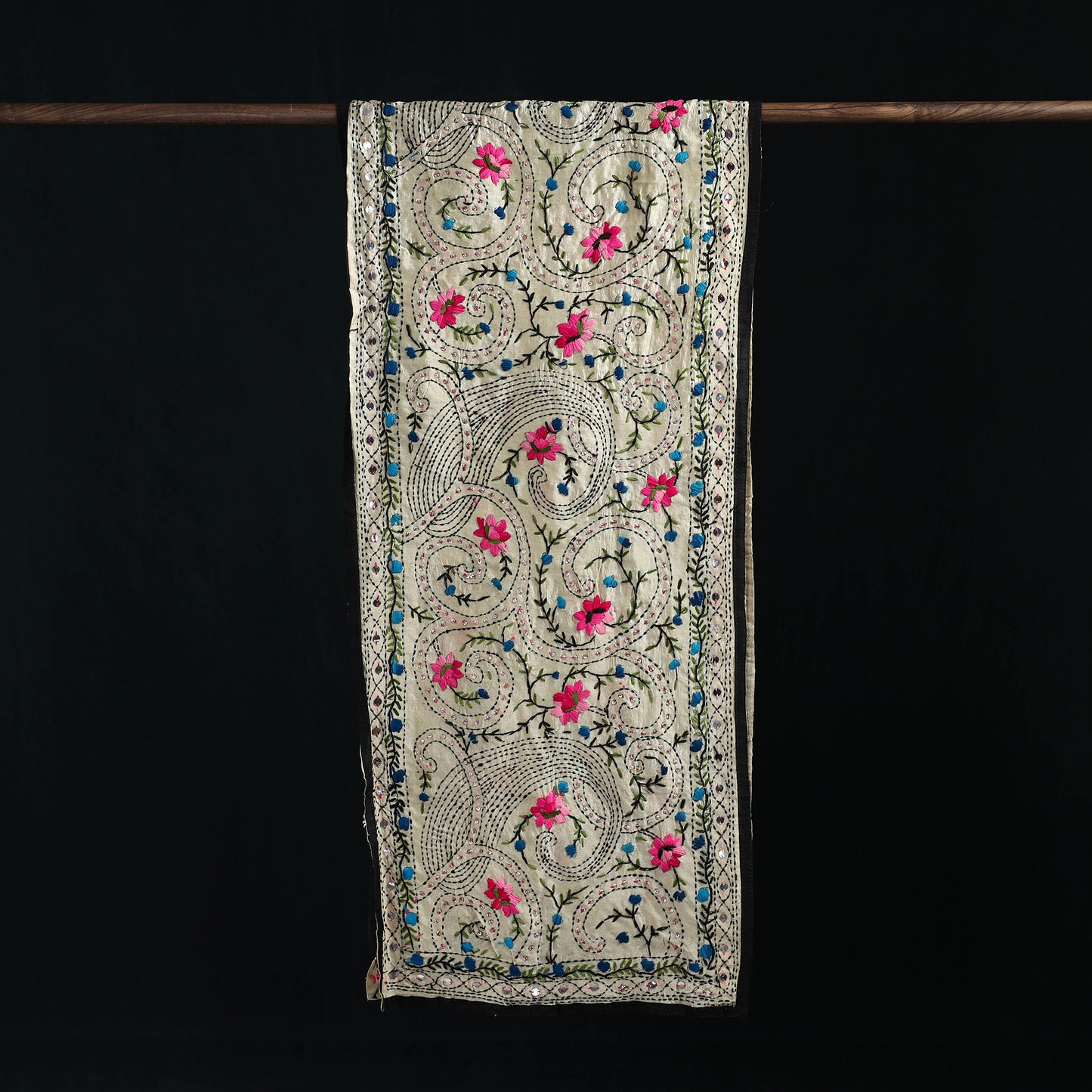 Ranihati Chanderi Silk Hand Embroidered Stole 29