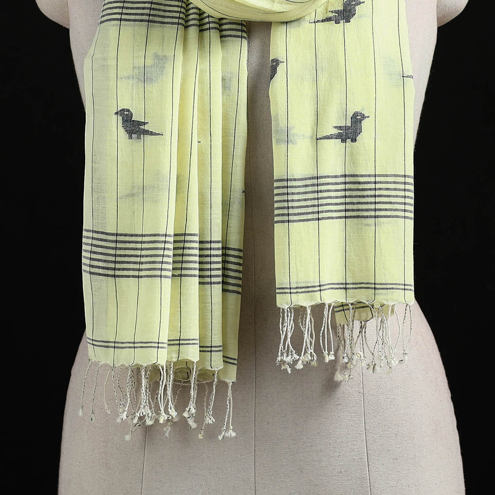 Burdwan Jamdani Handloom Cotton Stole with Tassels 03