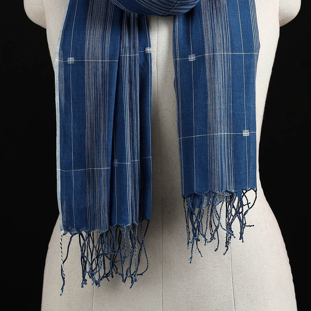 Burdwan Jamdani Handloom Cotton Stole with Tassels 15
