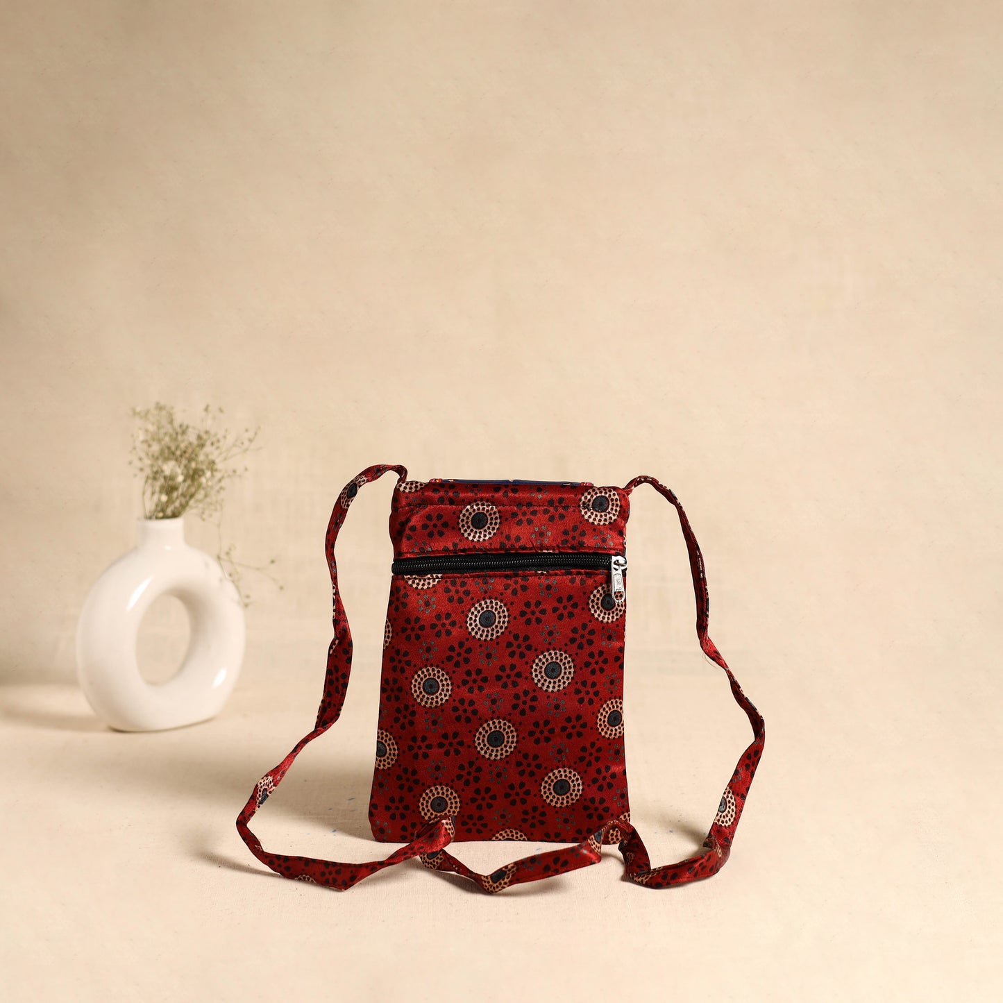 Traditional Kutch Mashru Silk Leather Flap Sling Bag 59