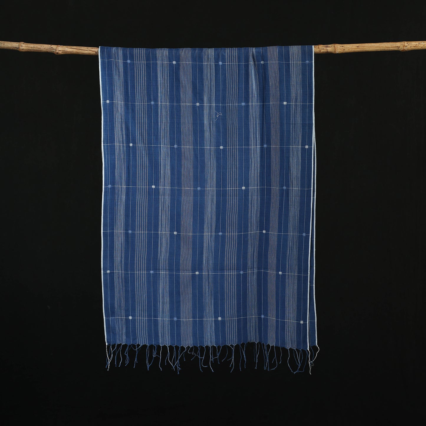 Burdwan Jamdani Handloom Cotton Stole with Tassels 15