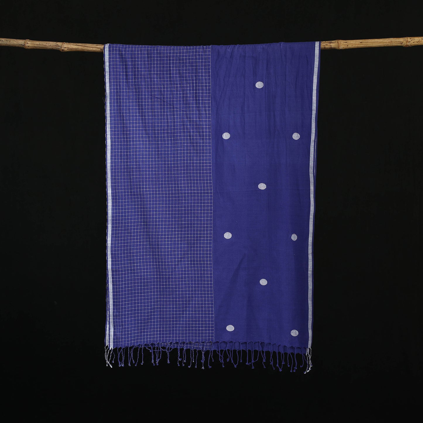 Burdwan Jamdani Handloom Cotton Stole with Tassels 03