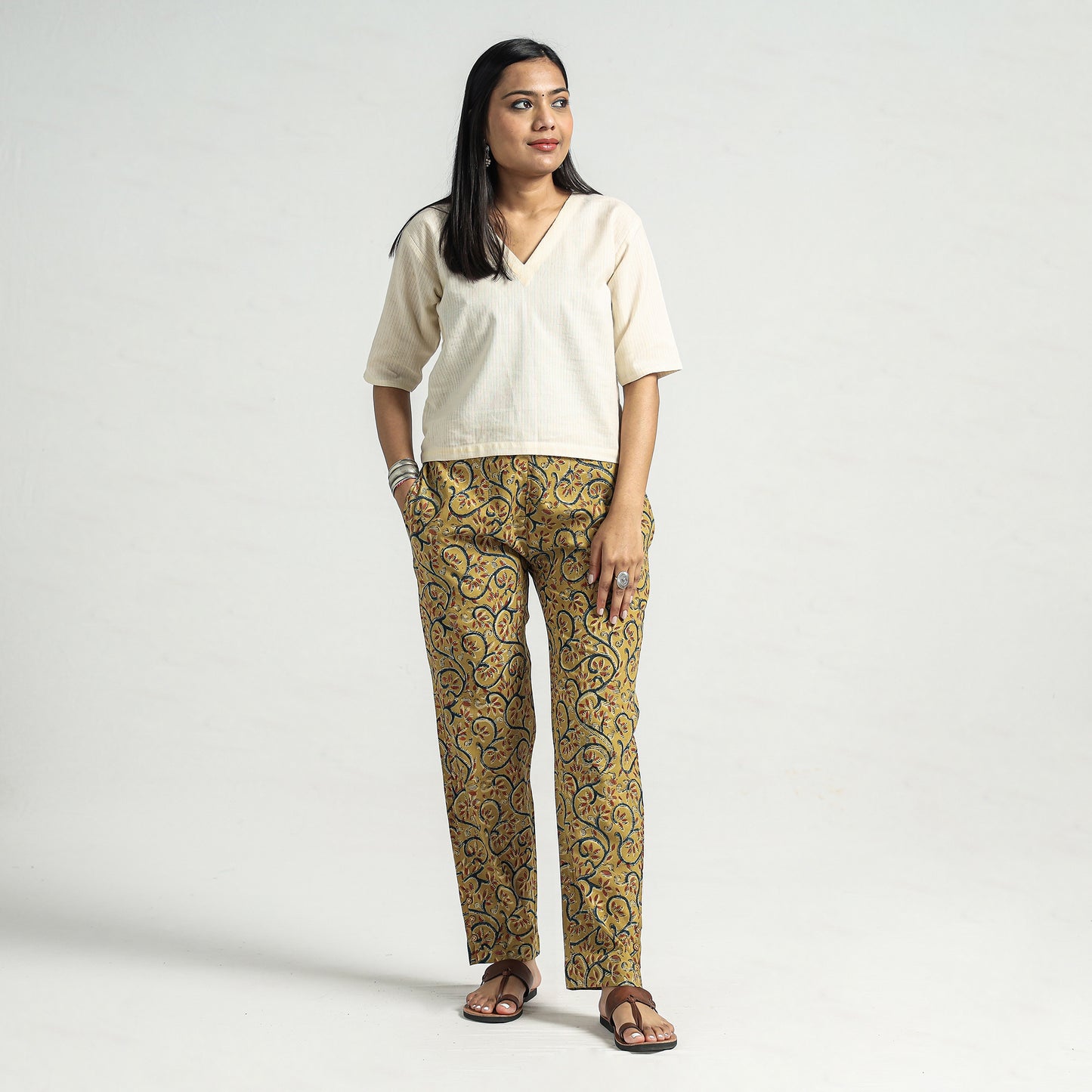 Buy Kalamkari Block Printed Cotton Elasticated Pant Online at iTokri.com