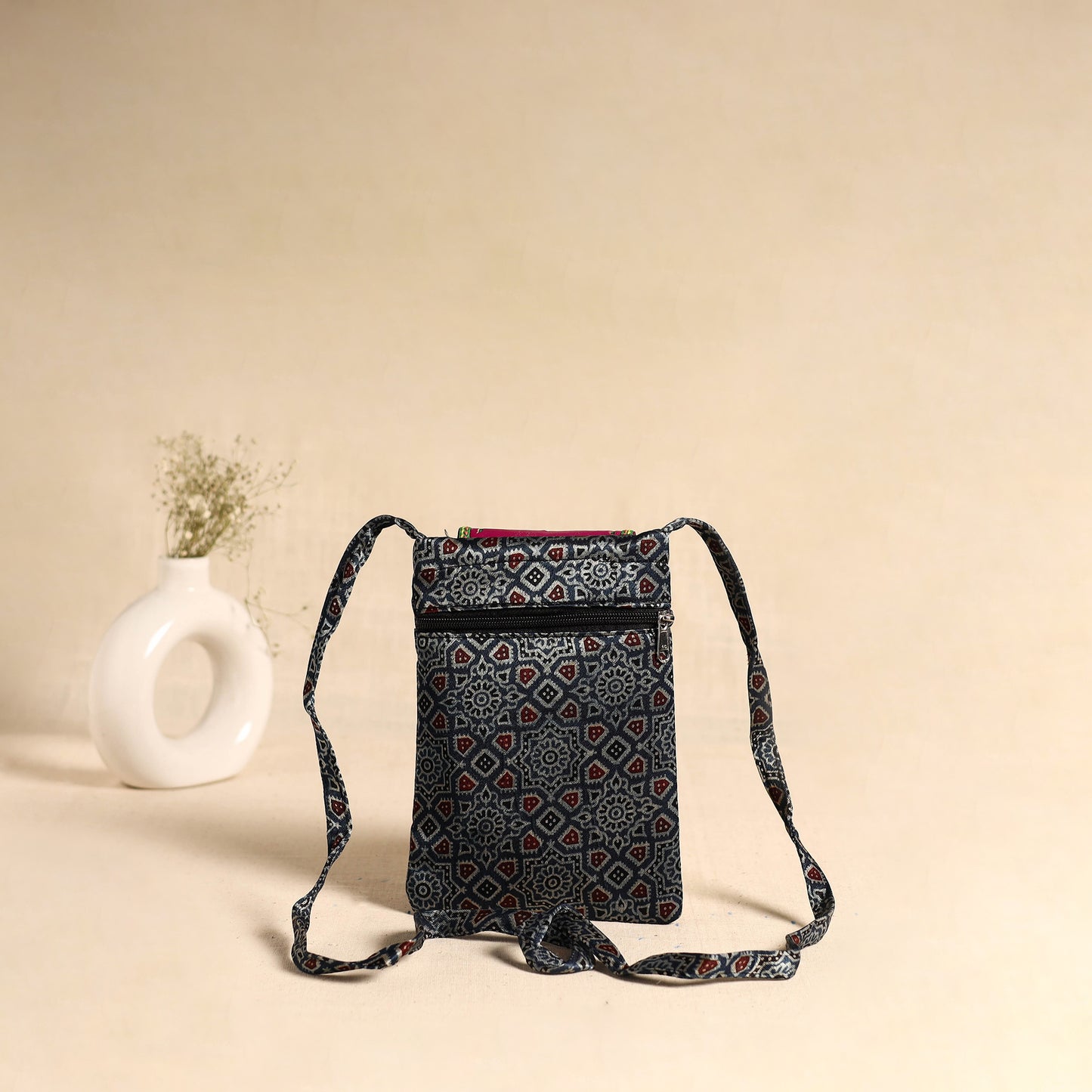 Traditional Kutch Mashru Silk Leather Flap Sling Bag 69