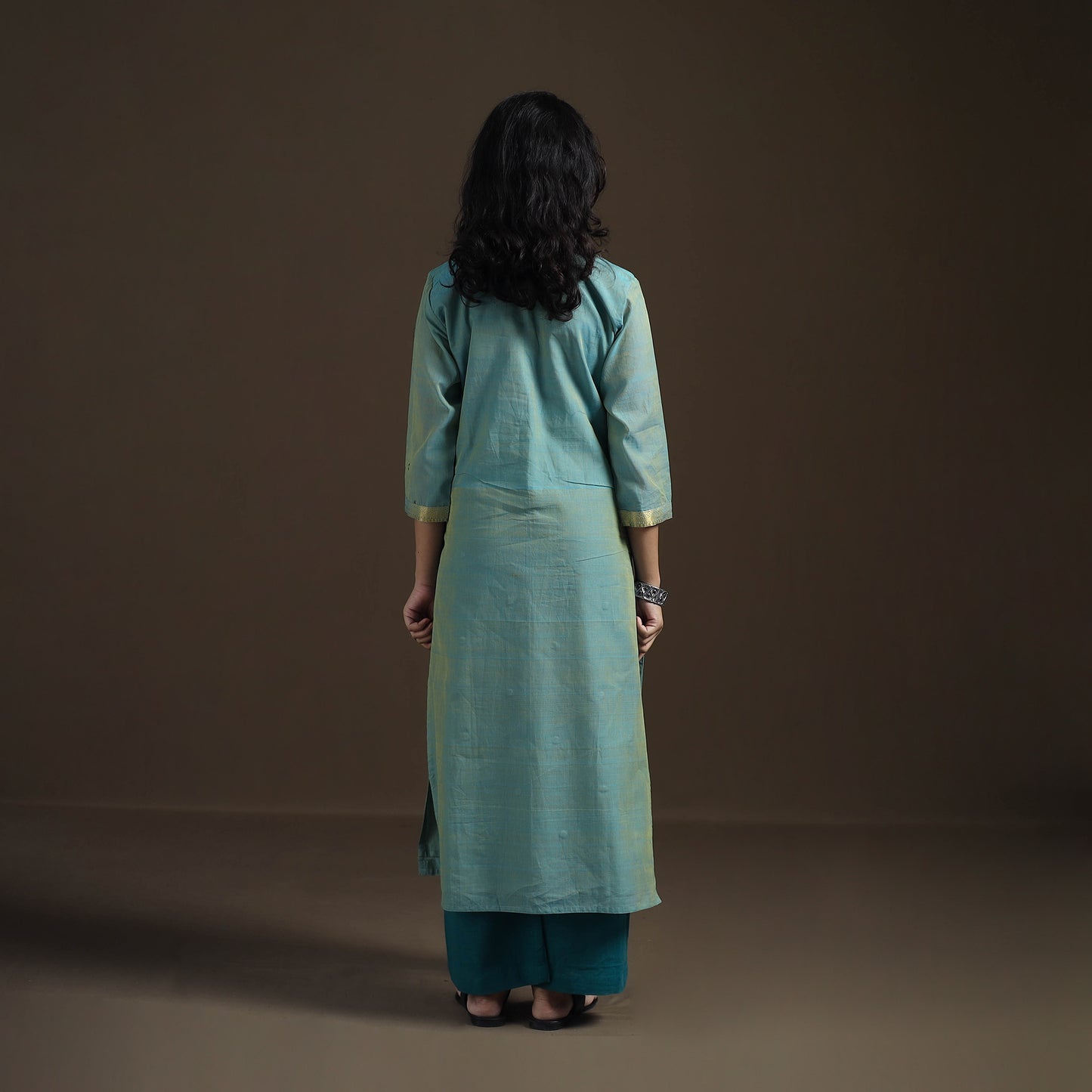 Mangalagiri Pure Handwoven Cotton Mirror Work Straight Kurta for women 01