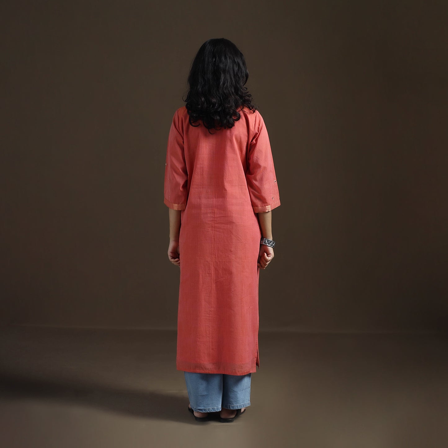 Mangalagiri Pure Handwoven Cotton Mirror Work Straight Kurta for women 17