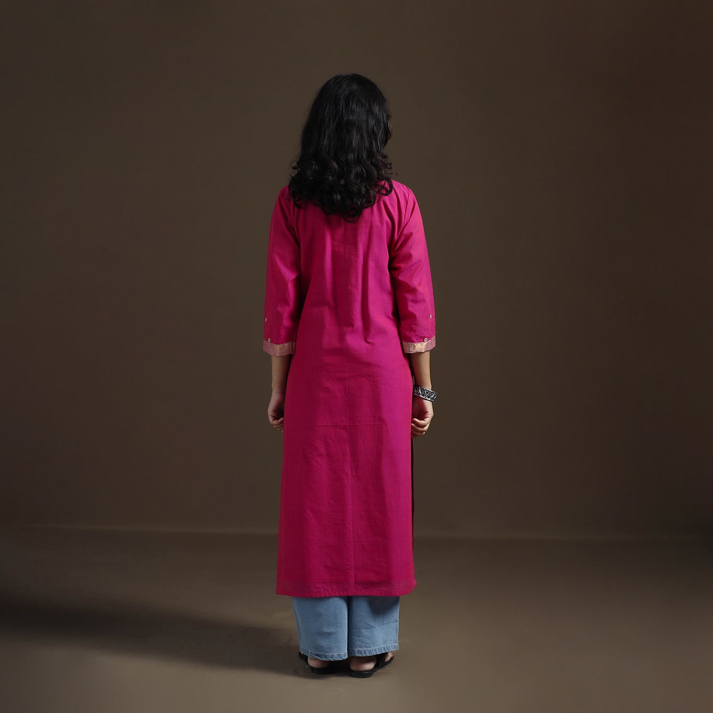 Mangalagiri Pure Handwoven Cotton Mirror Work Straight Kurta for women 12