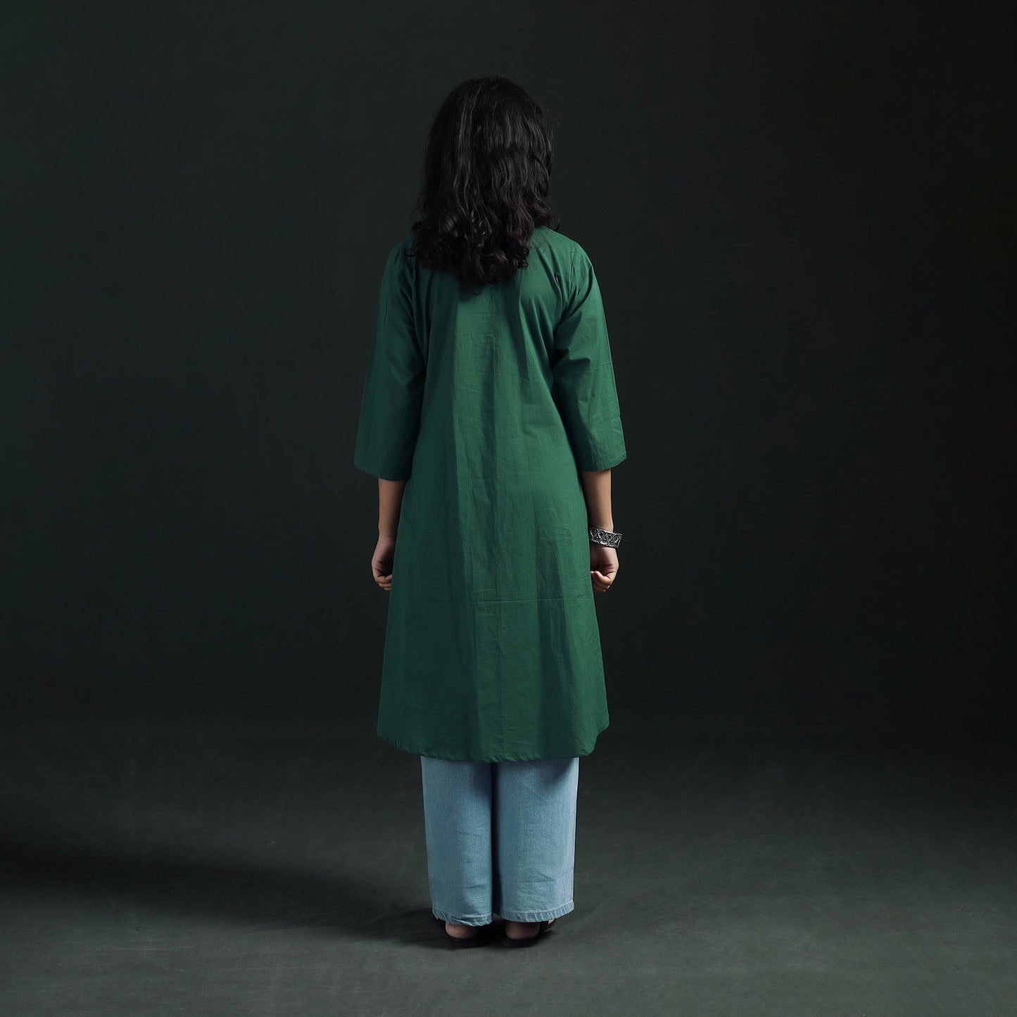 Plain Cotton A-Line Kurta for Women 08