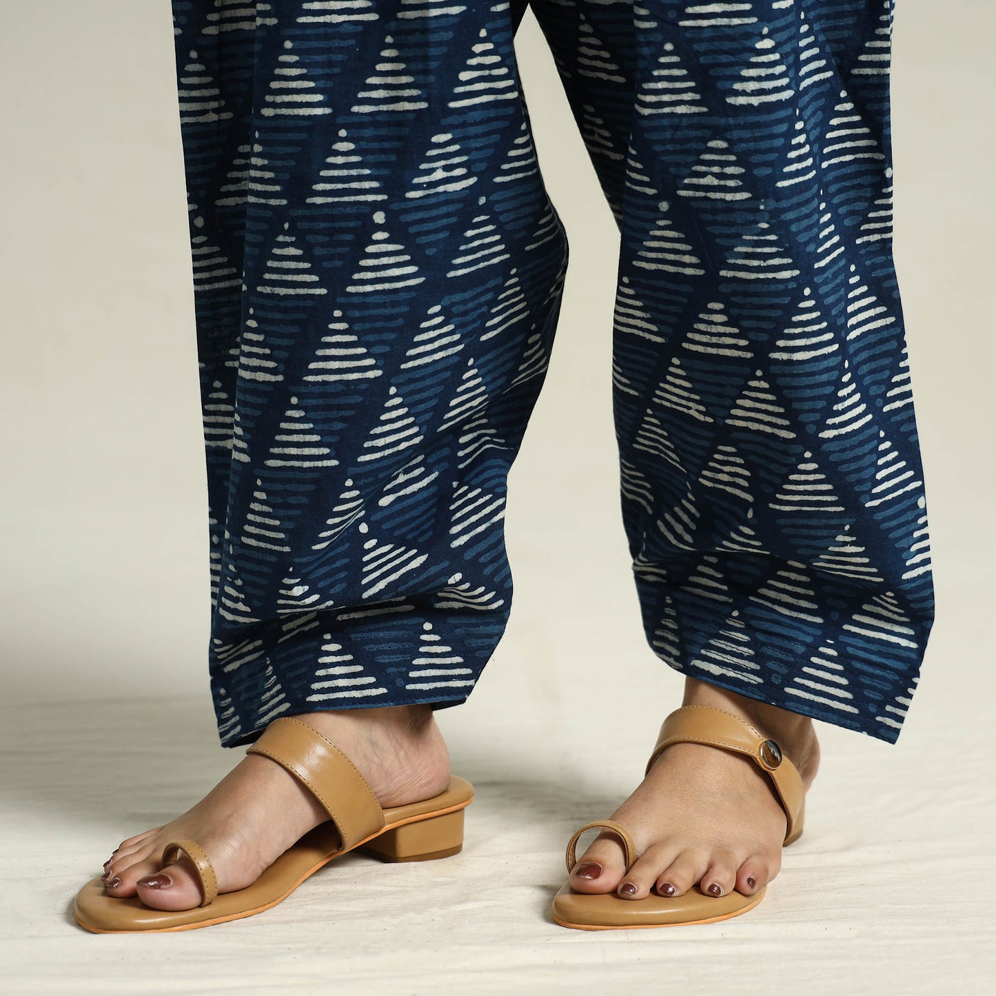 Blue - Bagru Block Printed Cotton Elasticated Salwar 12
