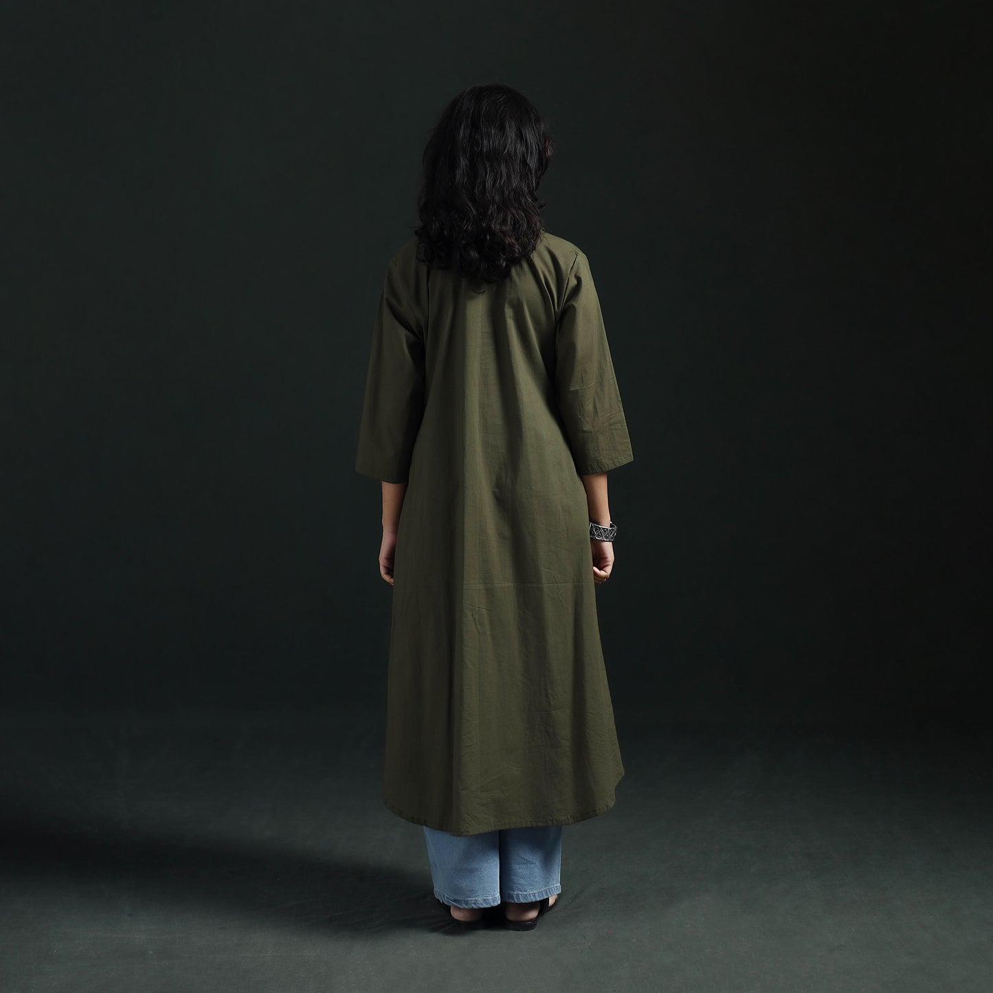 Plain Cotton A-Line Kurta for Women 05