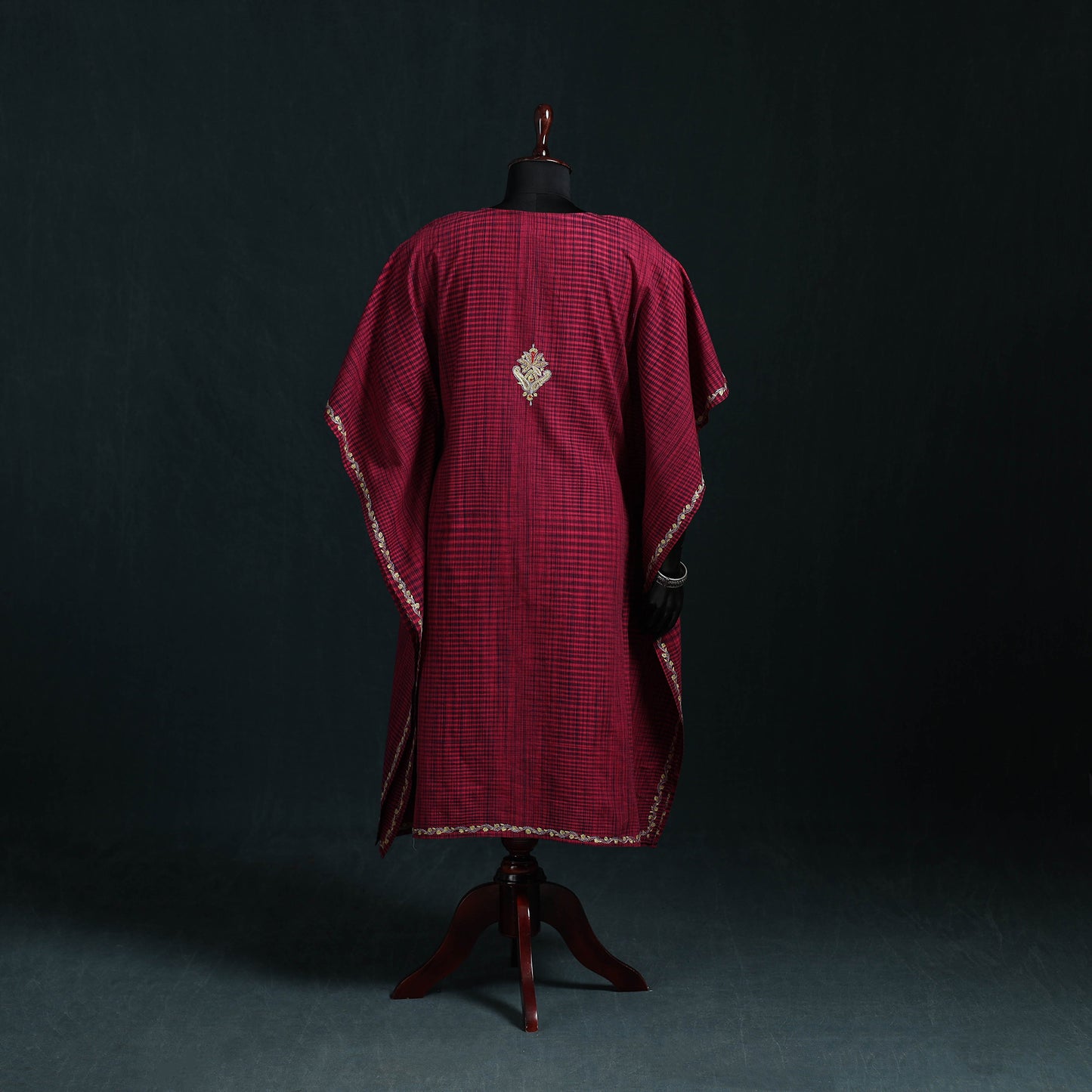Pink - Kashmiri Sozni Hand Embroidered Cotton Kaftan (Medium) 30