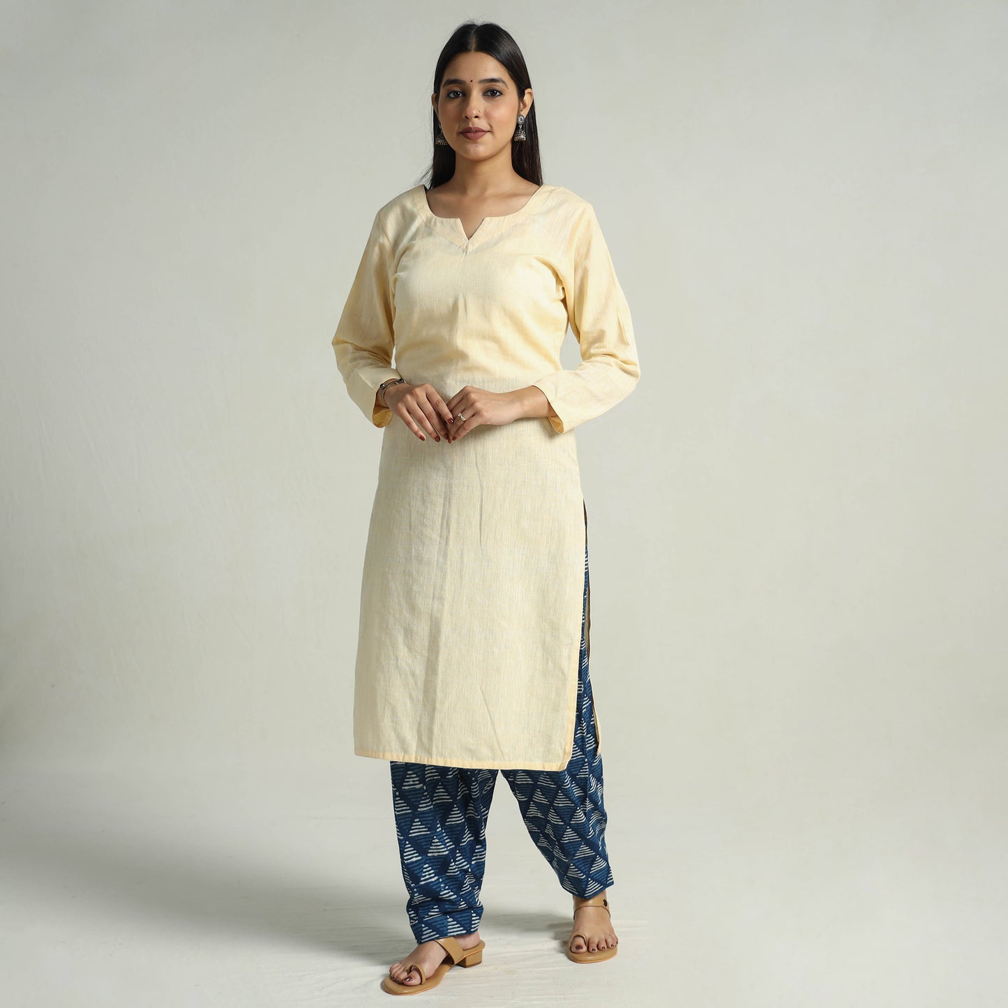 Blue - Bagru Block Printed Cotton Elasticated Salwar 12