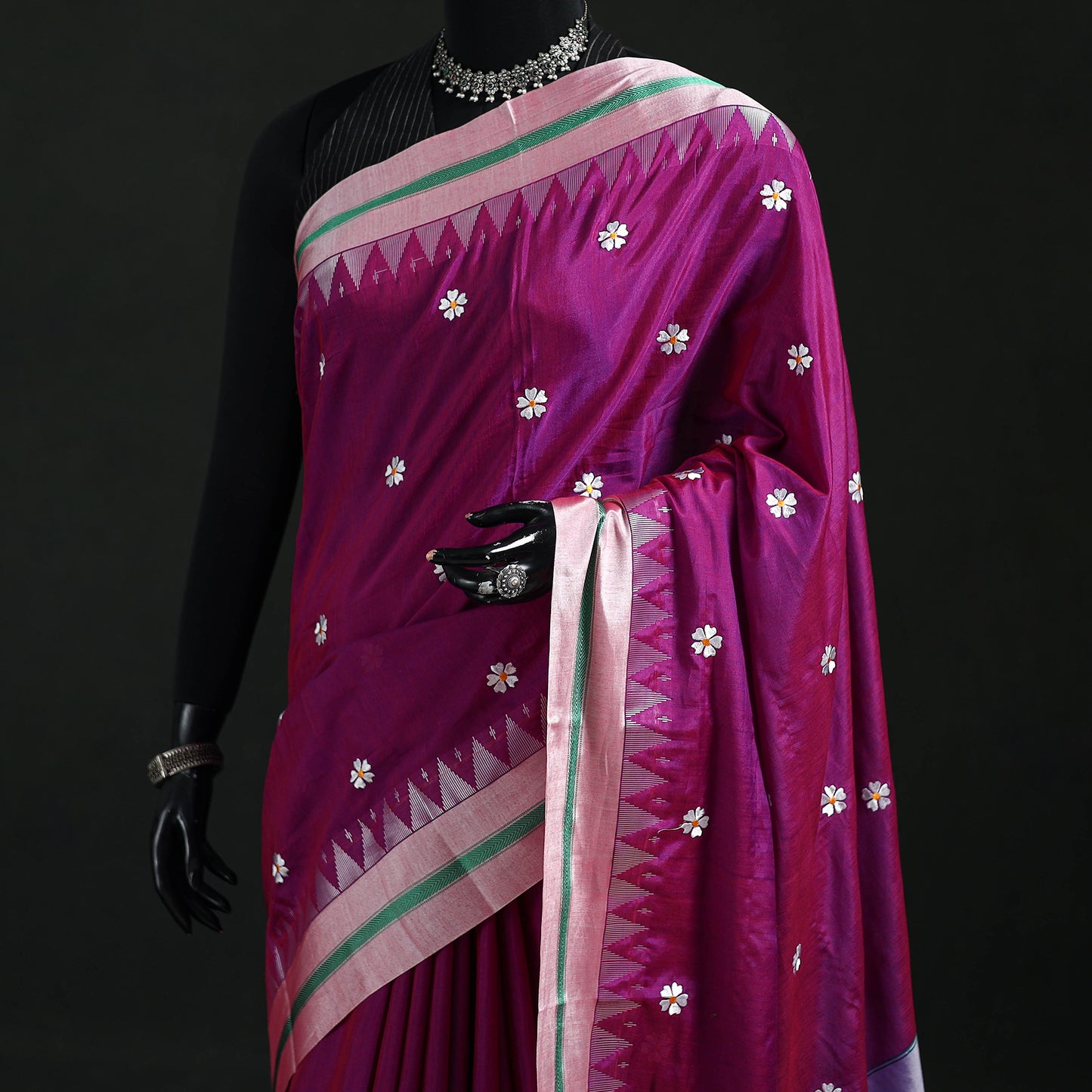 Ilkal Weave Thread Work Silk Cotton Saree with Chikki Paras Border 02