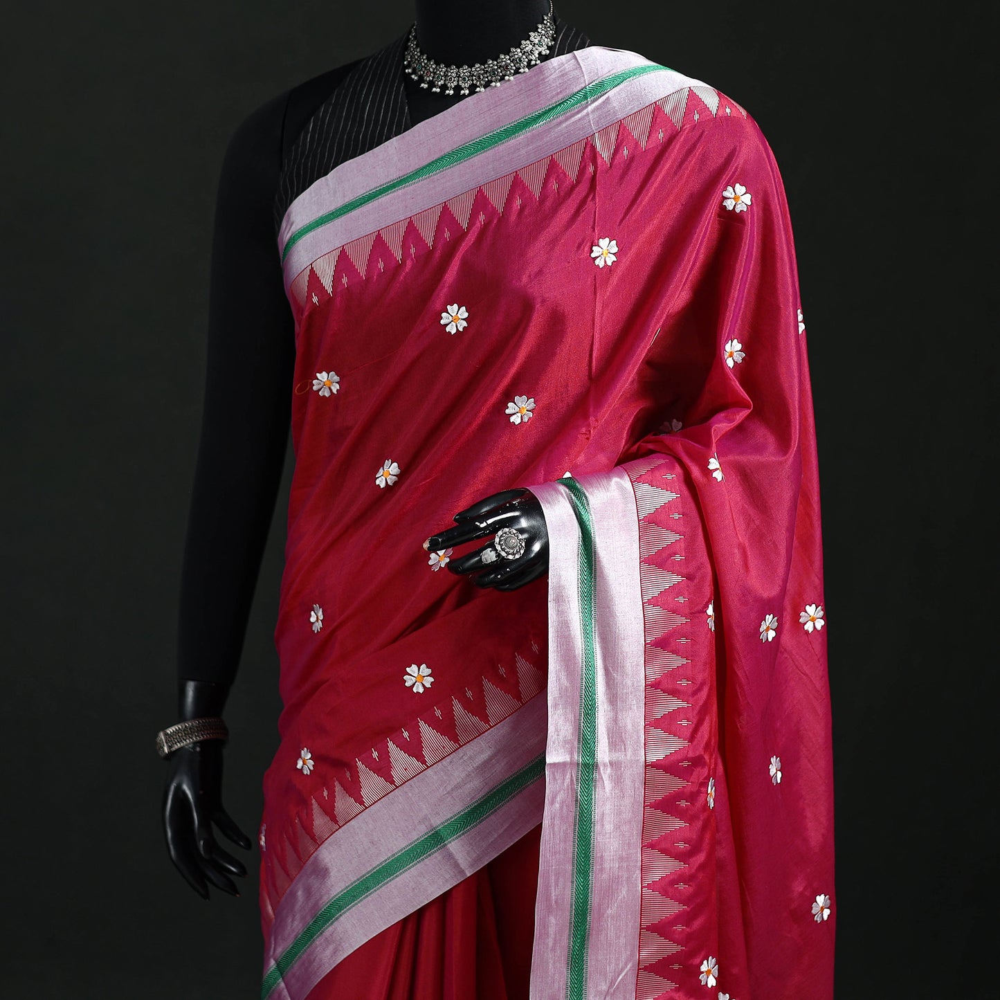 Ilkal Weave Thread Work Silk Cotton Saree with Chikki Paras Border 03