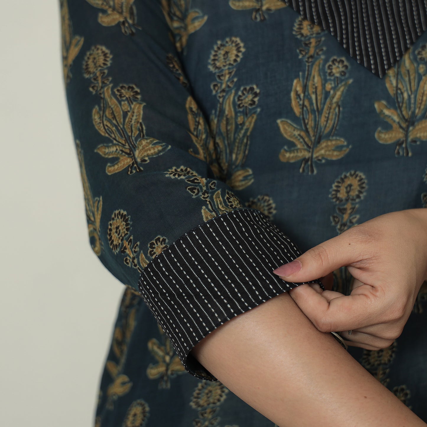 Buy Ajrakh Block Printed Mul Cotton Straight Kurta for Women