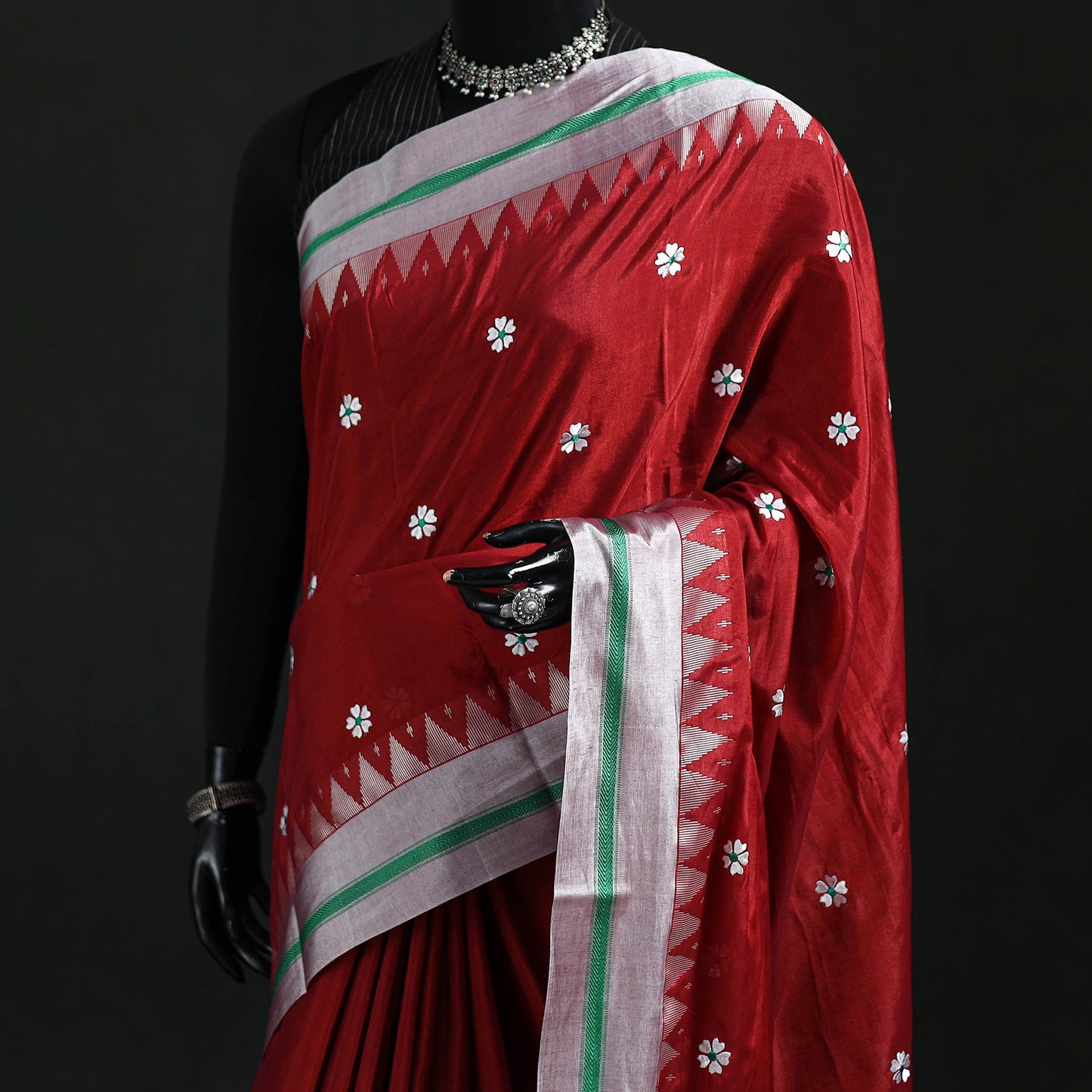 Ilkal Weave Thread Work Silk Cotton Saree with Chikki Paras Border 07