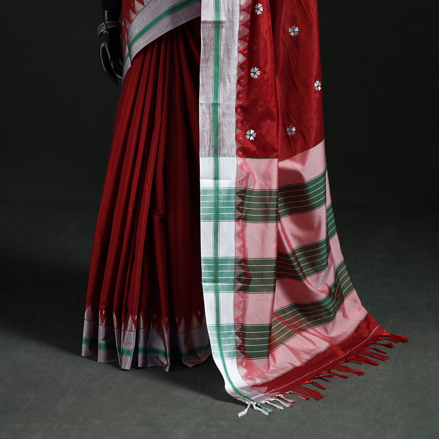 Ilkal Weave Thread Work Silk Cotton Saree with Chikki Paras Border 07