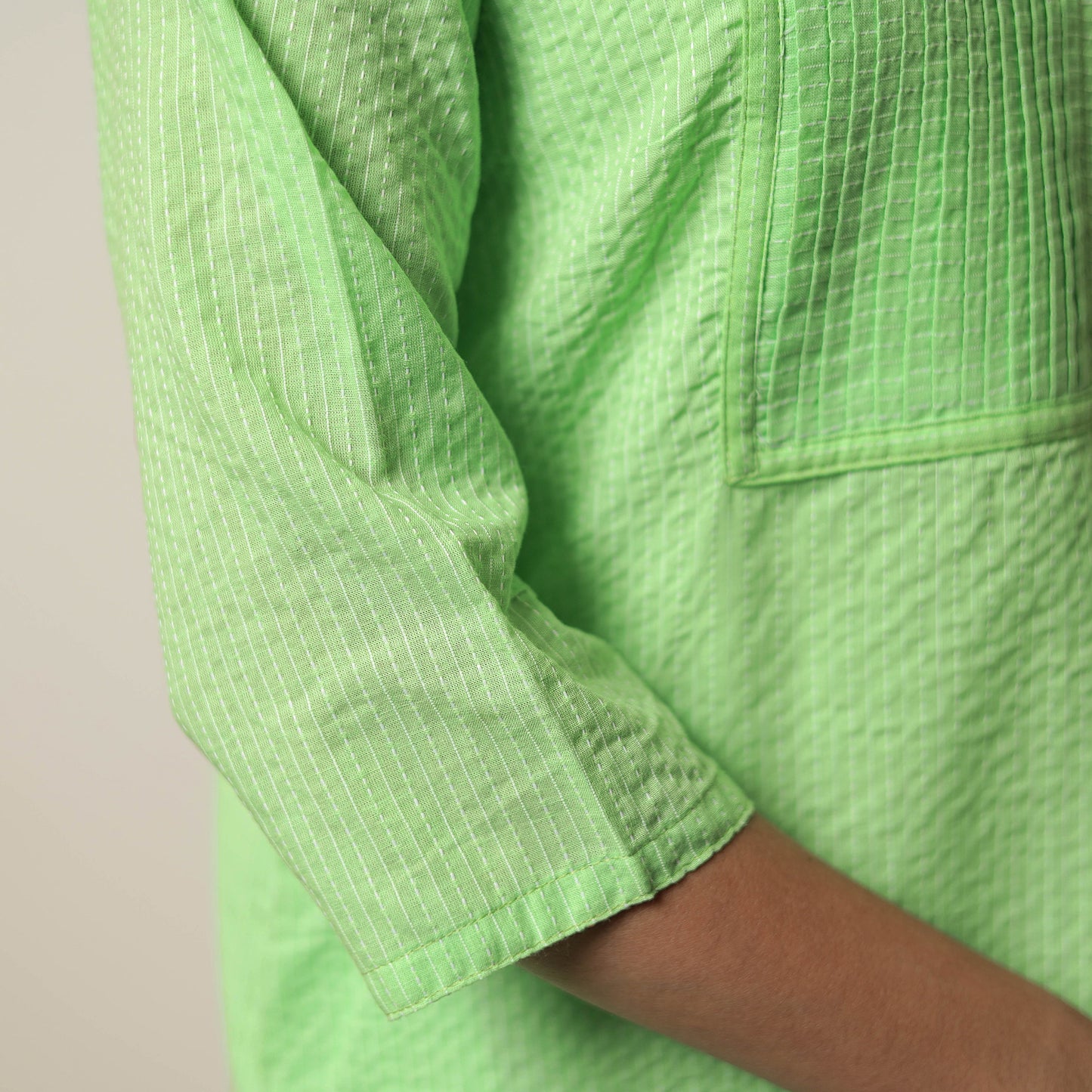Buy Plain Running Stitch Cotton Pintuck Long Straight Kurta 10 Online at iTokri.com