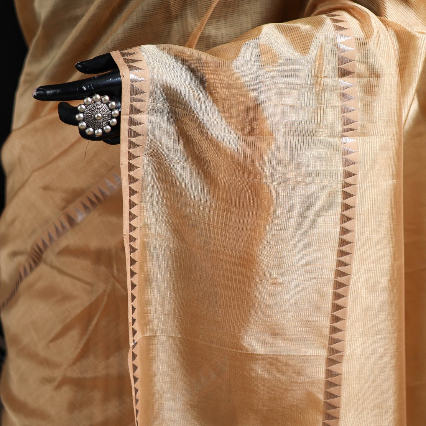 Beige - Mangalagiri Handwoven Pure Silk Pattu Saree 23