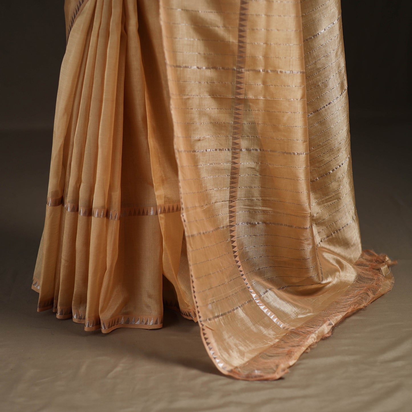 Beige - Mangalagiri Handwoven Pure Silk Pattu Saree 23