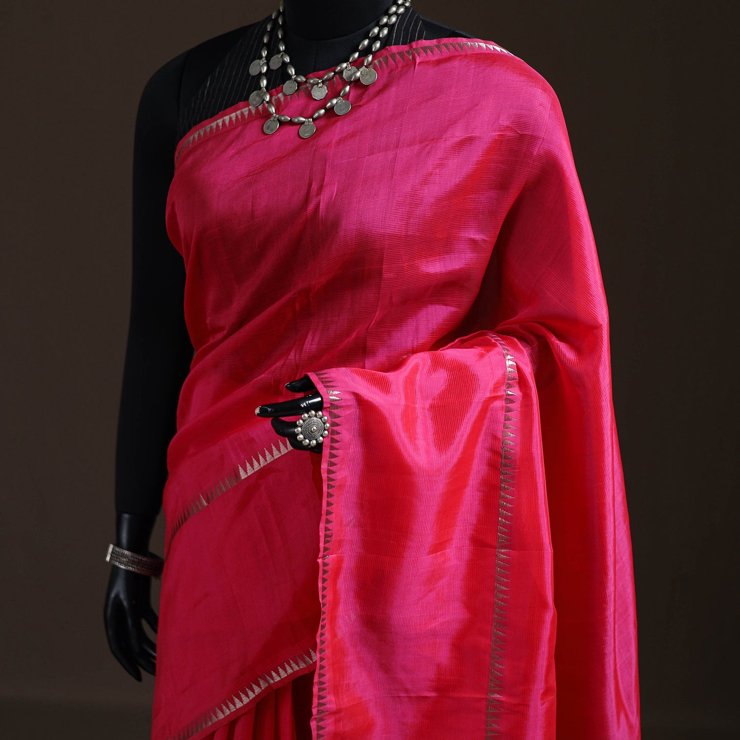 Pink - Mangalagiri Handwoven Pure Silk Pattu Saree 24