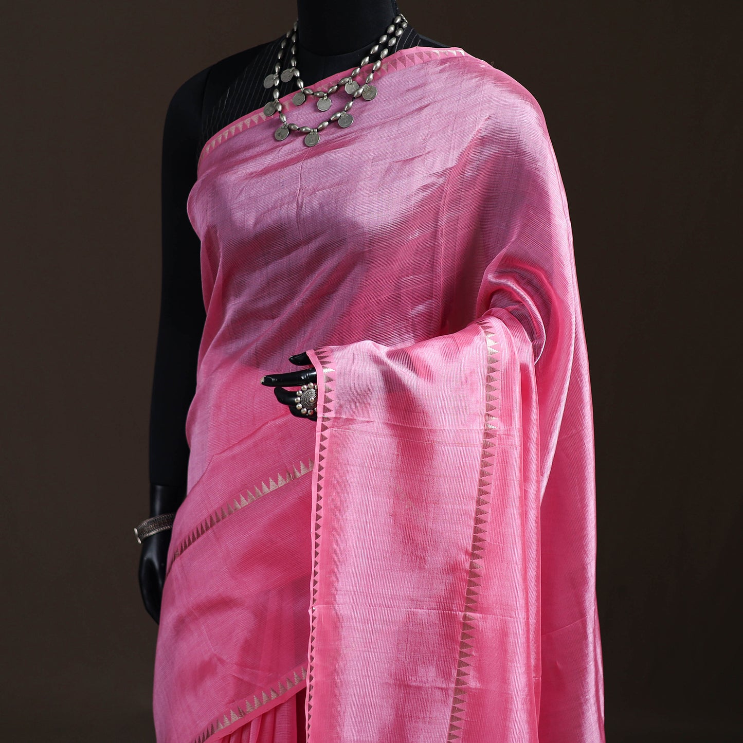 Pink - Mangalagiri Handwoven Pure Silk Pattu Saree 25