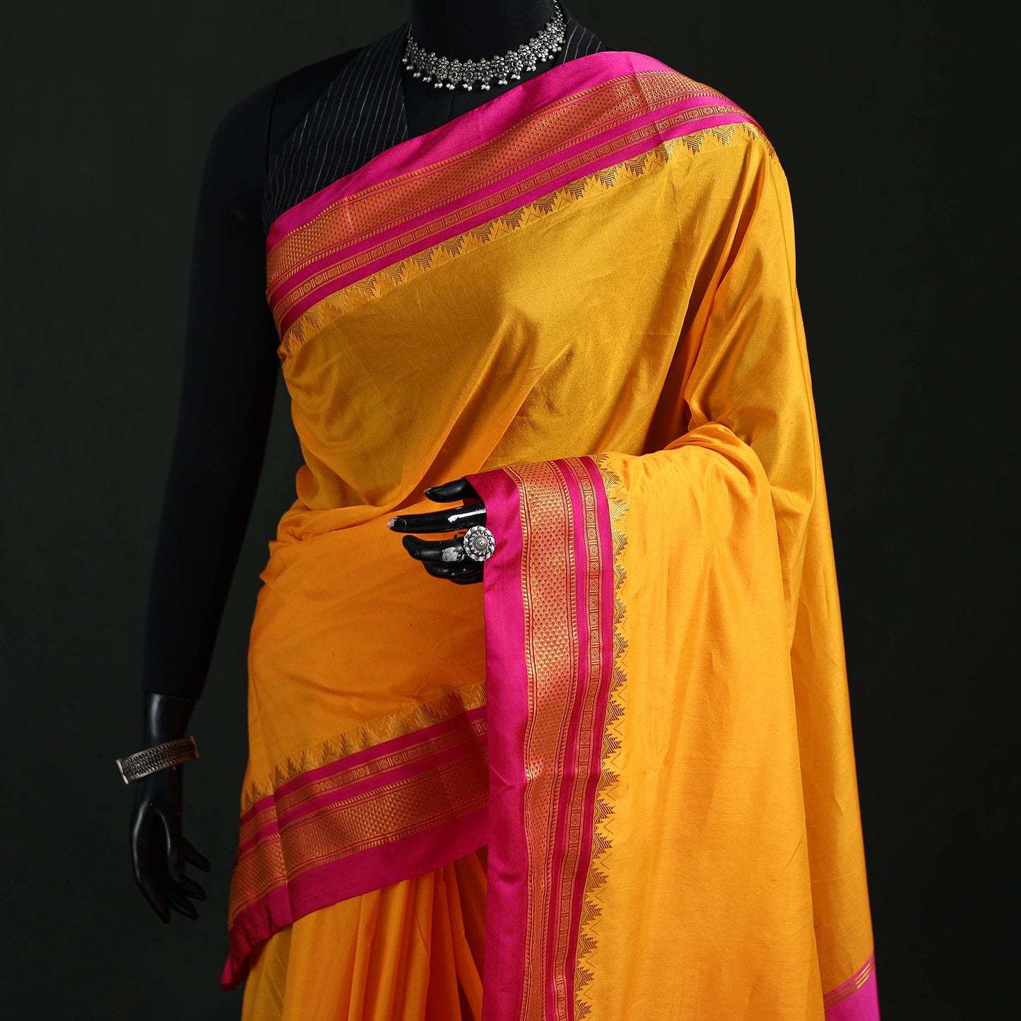 Ilkal Weave Silk Cotton Zari Border Saree with Blouse Piece 20