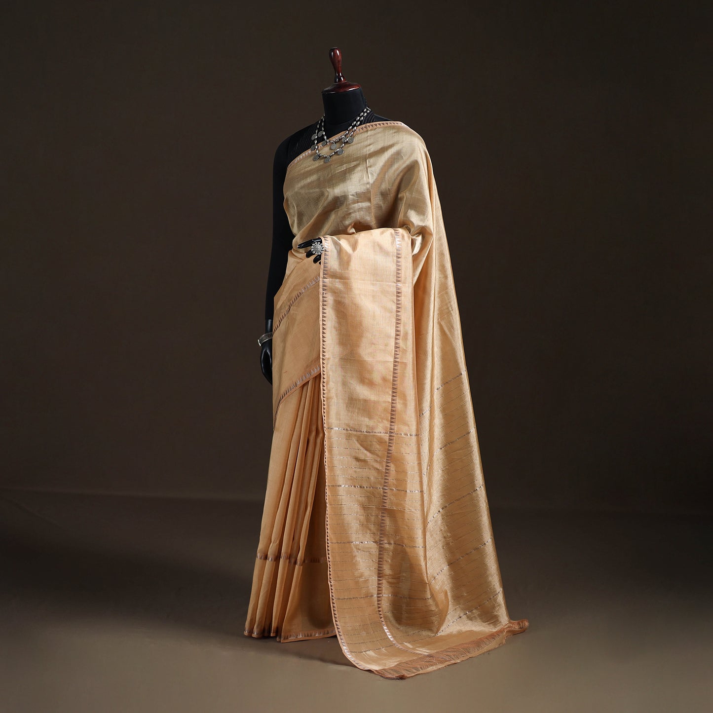 Beige - Mangalagiri Handwoven Pure Silk Pattu Saree 31