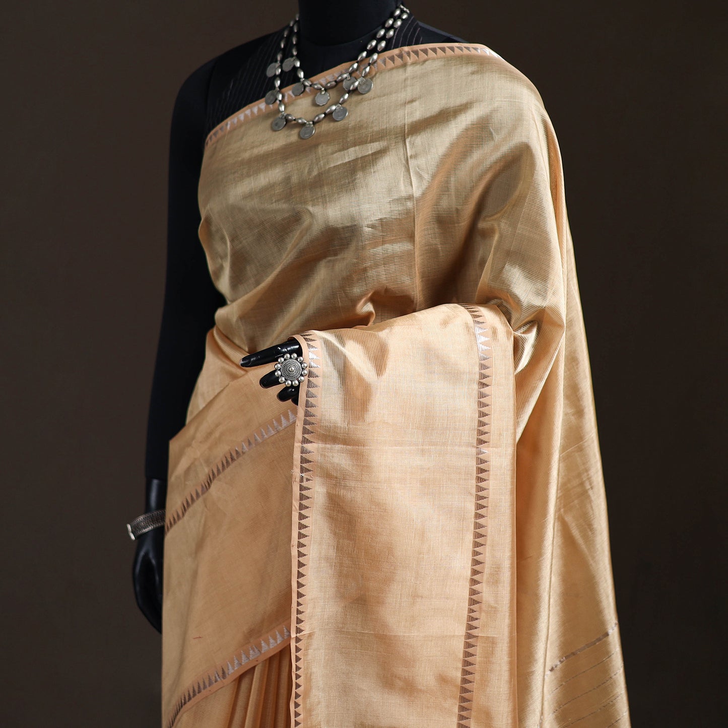 Beige - Mangalagiri Handwoven Pure Silk Pattu Saree 31