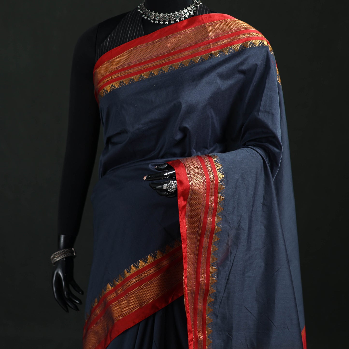 Ilkal Weave Silk Cotton Zari Border Saree with Blouse Piece 26