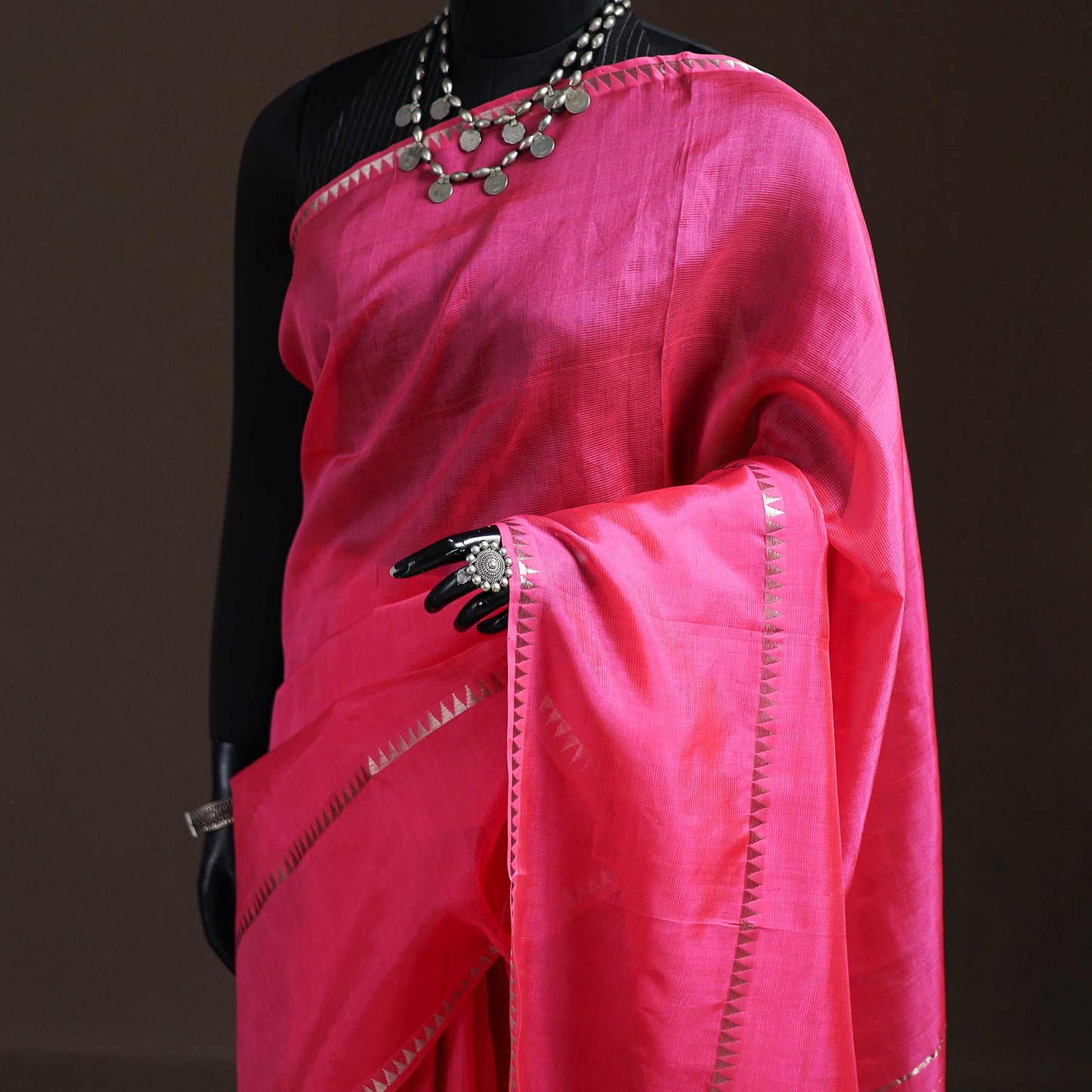 Pink - Mangalagiri Handwoven Pure Silk Pattu Saree 33