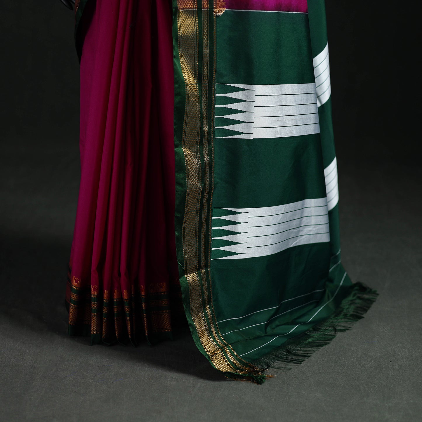 Ilkal Weave Silk Cotton Zari Border Saree with Blouse Piece 27