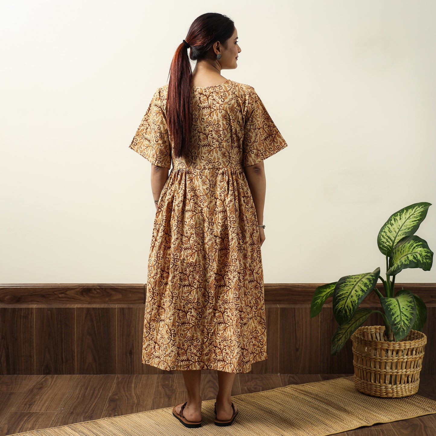 Buy Kalamkari Block Printed Cotton Flared Gher Dress 06 Online at iTokri.com