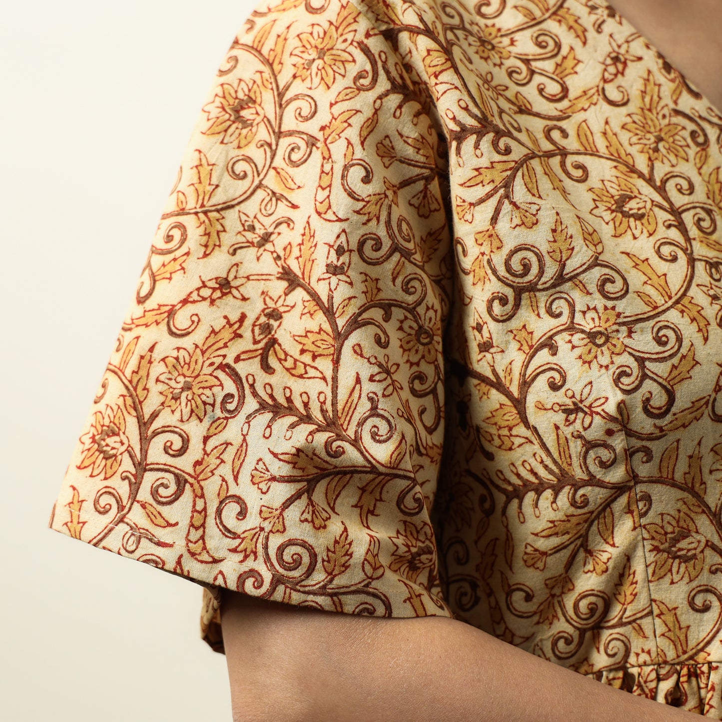 Buy Kalamkari Block Printed Cotton Flared Gher Dress 06 Online at iTokri.com